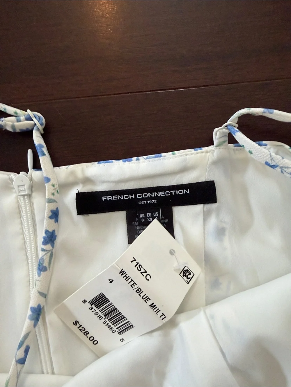 French Connection Blue Floral Spaghetti-Strap Dress - Picture 2 of 4